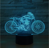 Motocyklová 3D iluzorní led stolní lampa 7 změn barvy LED stolní lampa Dekorace motocyklu