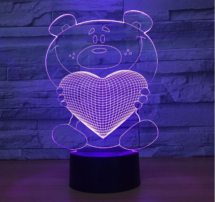 Lover bear 3D Illusion Led Table Lamp 7 Color Change LED Desk Light Lamp Lover bear Decoration