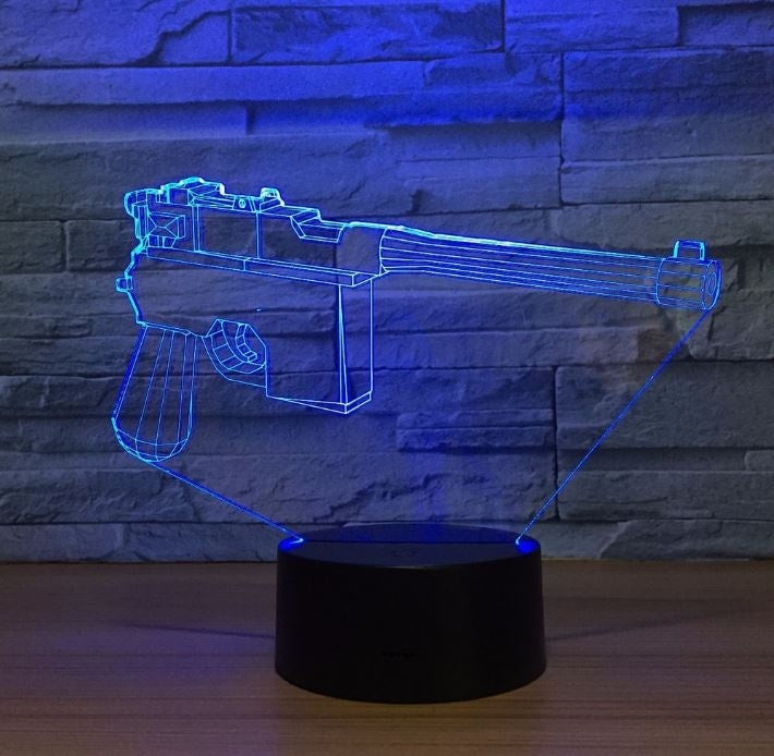 Pistol 3D Illusion Led Table Lamp 7 Color Change LED Desk Light Lamp Pistol Decoration