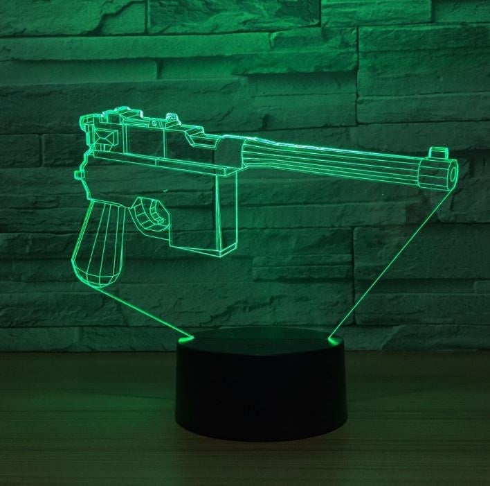 Pistol 3D Illusion Led Table Lamp 7 Color Change LED Desk Light Lamp Pistol Decoration