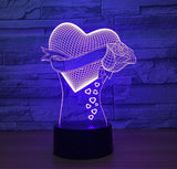 প্রেমিক হৃদয় 3D ইলিউশন LED টেবিল ল্যাম্প 7 রঙ পরিবর্তন LED ডেস্ক লাইট ল্যাম্প প্রেমিক রোজ সজ্জা