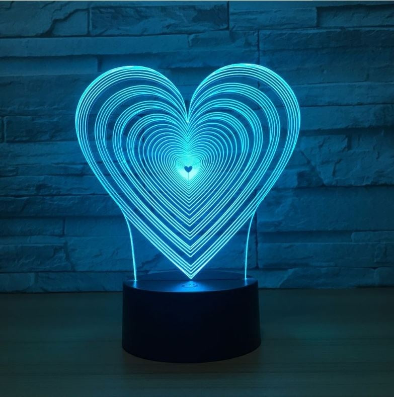 Lover Heart 3D Illusion Led Table Lamp 7 Color Change LED Desk Light Lamp Lover Heart Decoration Gifts