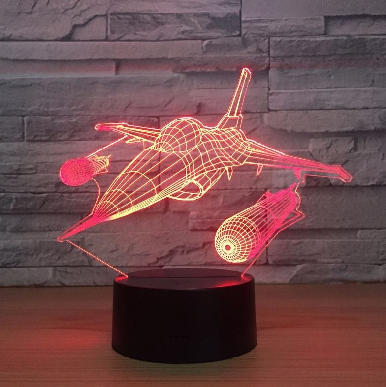 Fighter 3D Illusion Led Table Lamp 7 Color Change LED Desk Light Lamp Fighter Decoration Gifts