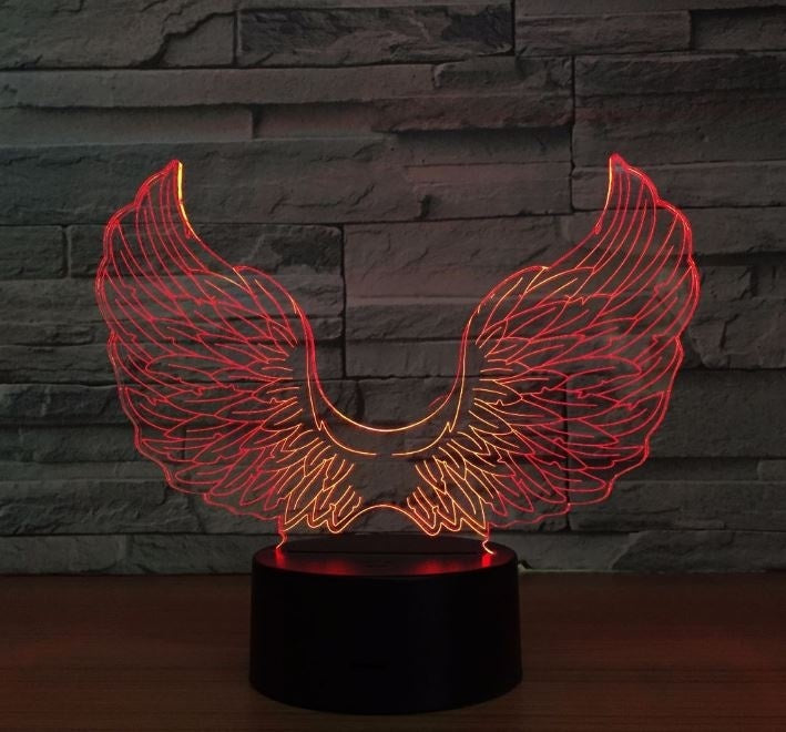 Supernatural Castiel Wing Angel Wings 3D Illusion Led Table Lamp 7 Color Change LED Desk Light Lamp Supernatural Birthday Gifts Christmas Gifts