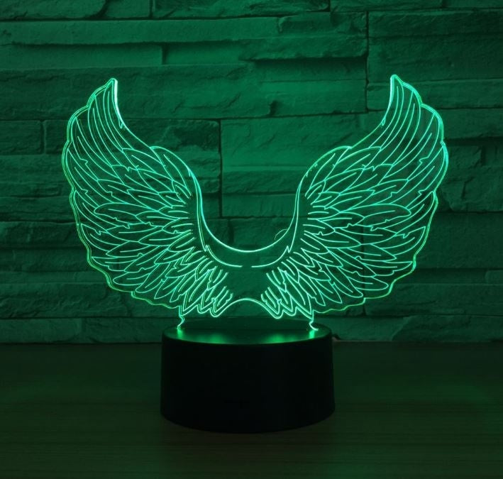 Supernatural Castiel Wing Angel Wings 3D Illusion Led Table Lamp 7 Color Change LED Desk Light Lamp Supernatural Birthday Gifts Christmas Gifts