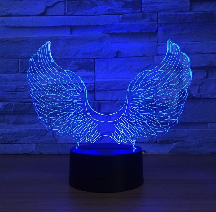 Supernatural Castiel Wing Angel Wings 3D Illusion Led Table Lamp 7 Color Change LED Desk Light Lamp Supernatural Birthday Gifts Christmas Gifts