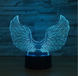 Supernatural Castiel Wing Angel Wings 3D Illusion Led stolní lampa 7 změn barvy LED stolní lampa Supernatural dárky k narozeninám Vánoční dárky