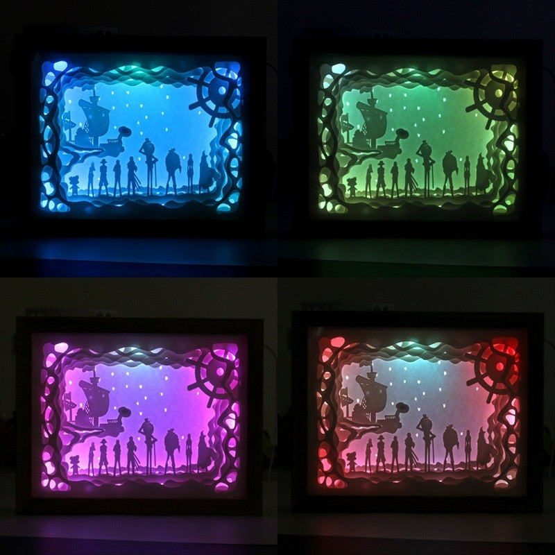 One piece Luffy 3D Paper Carving Light Warm Night LED Light Lamp LED Desk Light Lamp Decoration One piece Gifts Children Gift Birthday Gifts Christmas Gifts