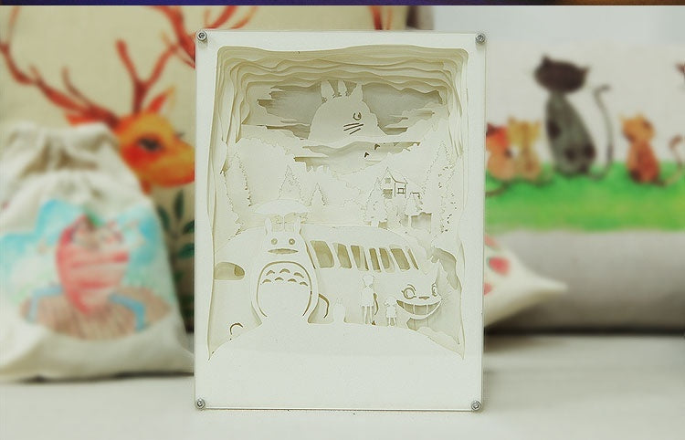 My neighbor totoro 3D Paper Carving Light Warm Night LED Light Lamp LED Desk Light Lamp Decoration Totoro Gifts Children Gift Birthday Gifts Christmas Gifts