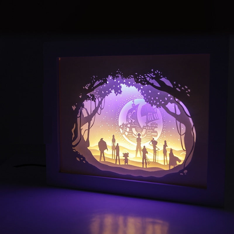 One piece Luffy 3D Paper Carving Light Warm Night LED Light Lamp LED Desk Light Lamp Decoration One piece Gifts Children Gift Birthday Gifts Christmas Gifts