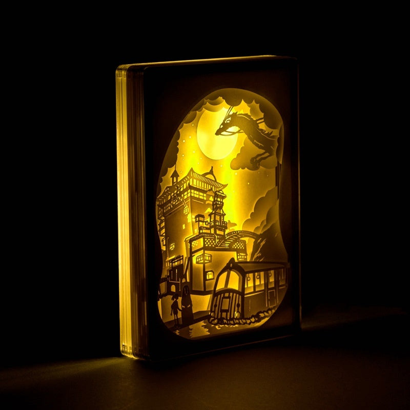Spirited Away 3D Paper Carving Light Warm Night LED Light Lamp LED Desk Light Lamp Decoration Spirited Away Gifts Children Gift Birthday Gifts Christmas Gifts