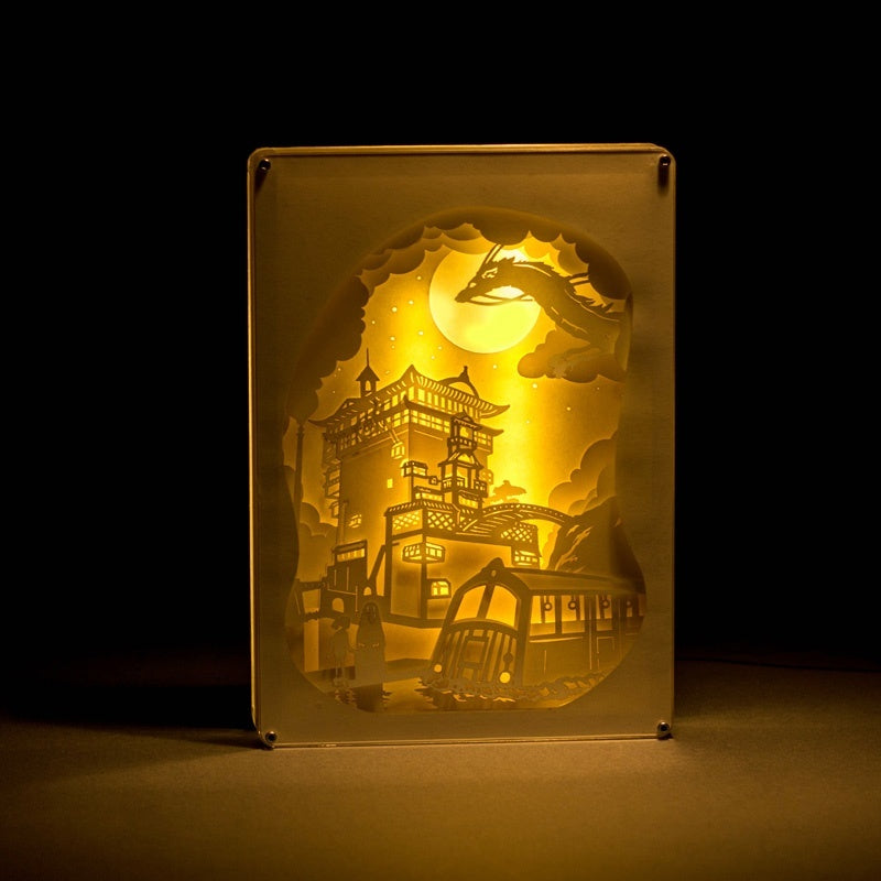 Spirited Away 3D Paper Carving Light Warm Night LED Light Lamp LED Desk Light Lamp Decoration Spirited Away Gifts Children Gift Birthday Gifts Christmas Gifts