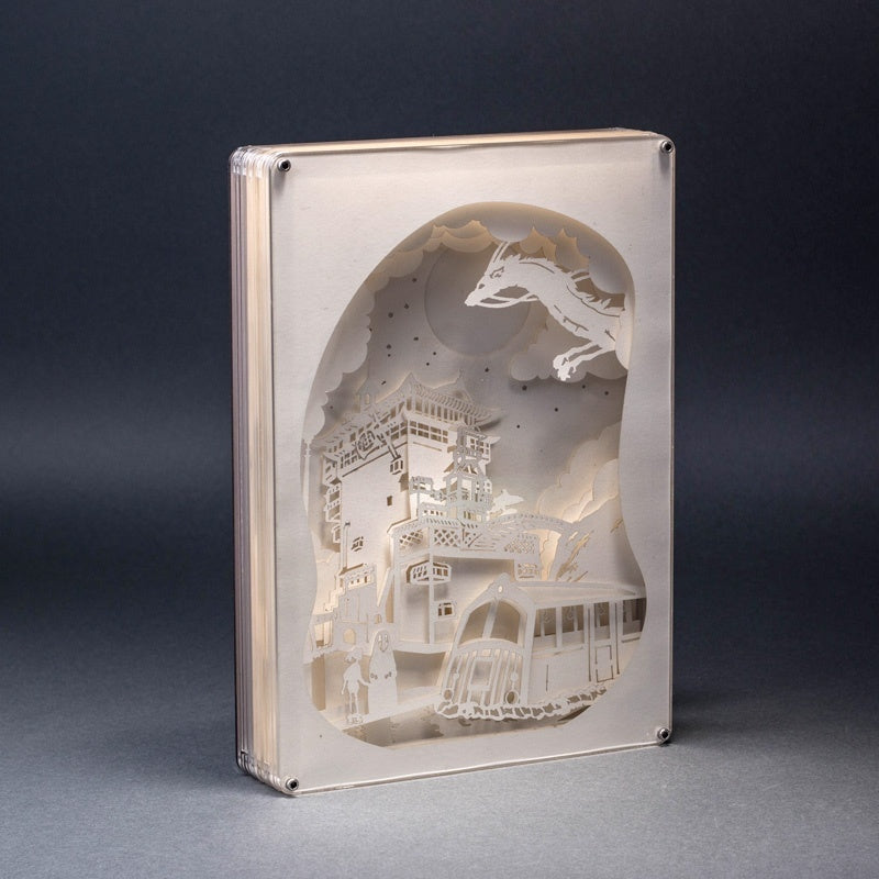Spirited Away 3D Paper Carving Light Warm Night LED Light Lamp LED Desk Light Lamp Decoration Spirited Away Gifts Children Gift Birthday Gifts Christmas Gifts