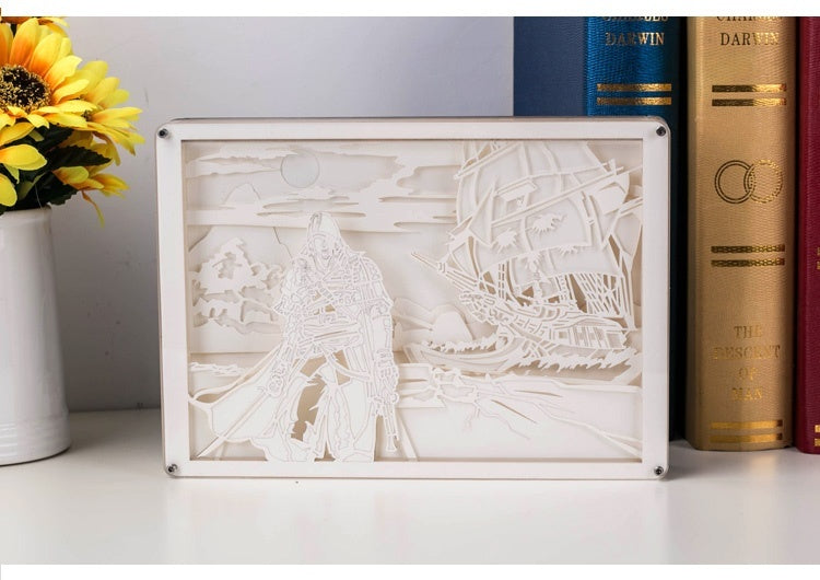 Assassin's Creed 3D Paper Carving Light Warm Night LED Light Lamp LED Desk Light Lamp Decoration Assassin's Creed Gifts Children Gift Birthday Gifts Christmas Gifts