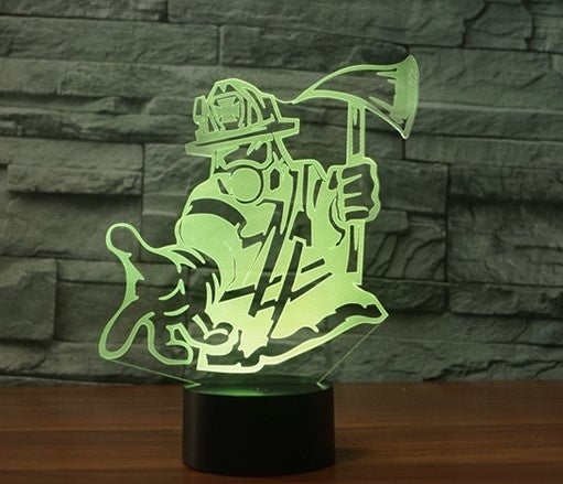 Firefighters 3D Illusion Led Table Lamp 7 Color Change LED Desk Light Lamp Firefighters Birthday Gifts Christmas Gifts