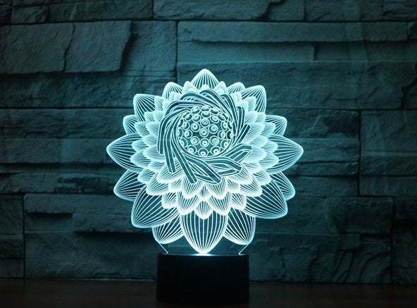 Lotus 3D Illusion Led Table Lamp 7 Color Change LED Desk Light Lamp lotus Home decoration