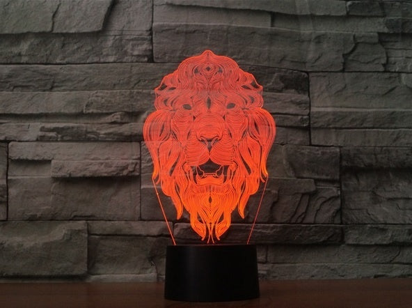 Lion 3D  Illusion Led Table Lamp 7 Color Change LED Desk Light Lamp Lion Decoration
