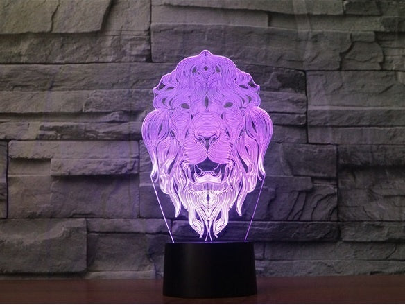 Lion 3D  Illusion Led Table Lamp 7 Color Change LED Desk Light Lamp Lion Decoration