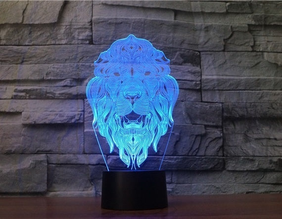 Lion 3D  Illusion Led Table Lamp 7 Color Change LED Desk Light Lamp Lion Decoration