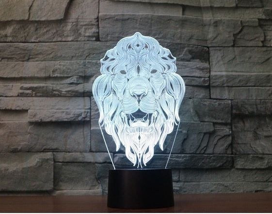 Lion 3D  Illusion Led Table Lamp 7 Color Change LED Desk Light Lamp Lion Decoration