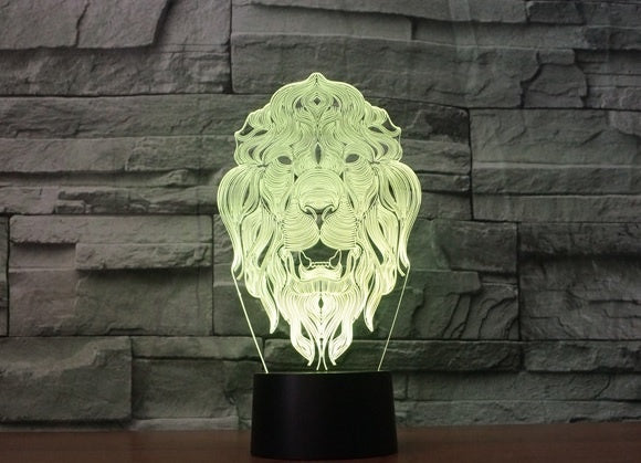 Lion 3D  Illusion Led Table Lamp 7 Color Change LED Desk Light Lamp Lion Decoration