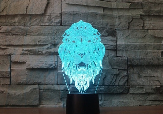 Lion 3D  Illusion Led Table Lamp 7 Color Change LED Desk Light Lamp Lion Decoration