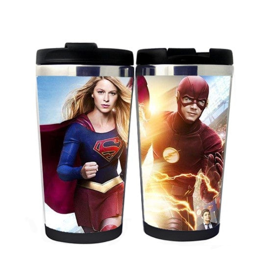 Supergirl Flash Hrnek Nerezová ocel 400ml Káva Šálek čaje Pivo Stein Supergirl Flash Dárky k narozeninám Vánoční dárky