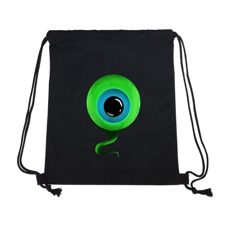 Jacksepticeye Eyeball Cotton Student Backpack School Bag Shopping Drawstring Bags