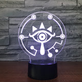 The Legend of Zelda Sheikah 3D Illusion Led stolní lampa LED se změnou barvy stolní lampa The Legend of Zelda dárky