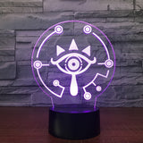 The Legend of Zelda Sheikah 3D Illusion Led stolní lampa LED se změnou barvy stolní lampa The Legend of Zelda dárky