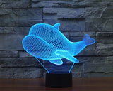 Little whale 3D Illusion Led Table Lamp 7 Color Change LED Desk Light Lamp whale Children Gifts