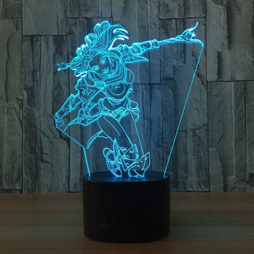 League of Legends LOL Luxanna Crownguard The Lady of Luminosity 3D Illusion Led Table Lamp 7 Color Change LED Desk Light Lamp Gifts