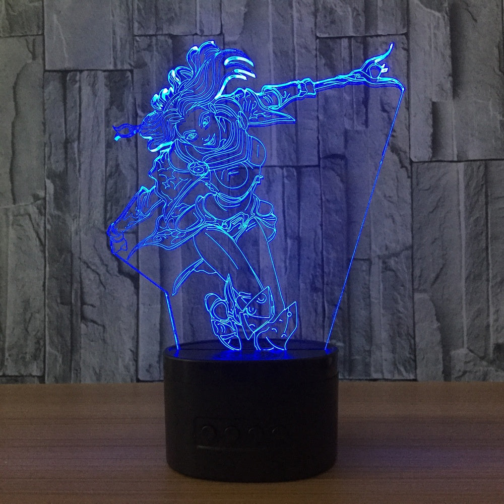 League of Legends LOL Luxanna Crownguard The Lady of Luminosity 3D Illusion Led Table Lamp 7 Color Change LED Desk Light Lamp Gifts