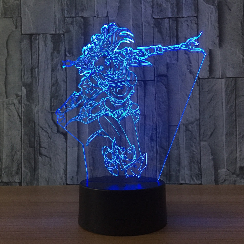 League of Legends LOL Luxanna Crownguard The Lady of Luminosity 3D Illusion Led Table Lamp 7 Color Change LED Desk Light Lamp Gifts
