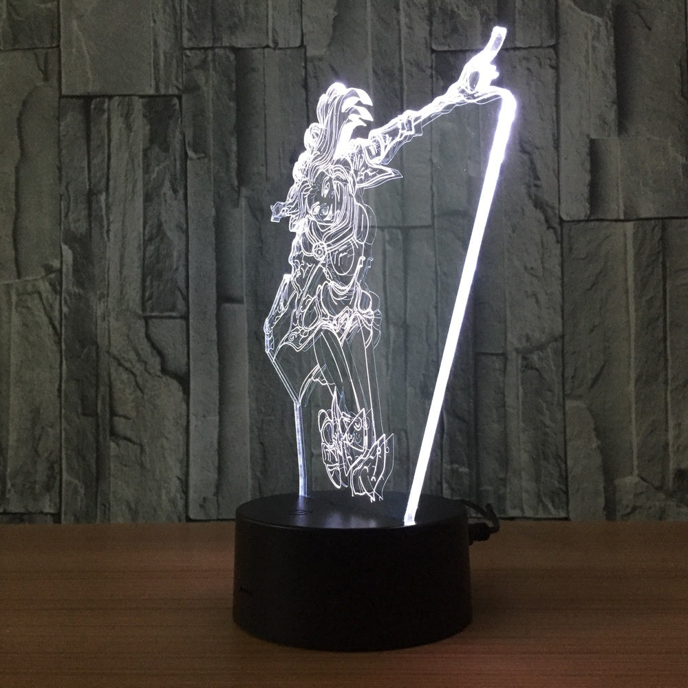 League of Legends LOL Luxanna Crownguard The Lady of Luminosity 3D Illusion Led Table Lamp 7 Color Change LED Desk Light Lamp Gifts