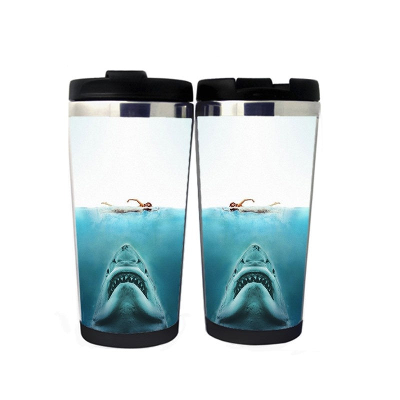 Jaws Mug Stainless Steel 400ml Coffee Tea Cup Beer Stein Geek Horror Movie Jaws Gifts