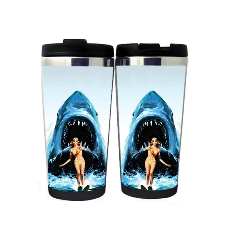 Jaws Mug Stainless Steel 400ml Coffee Tea Cup Beer Stein Geek Horror Movie Jaws Gifts