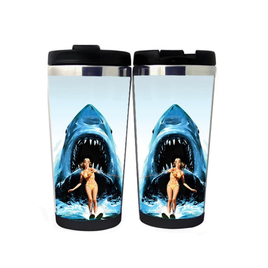 Jaws Mug Stainless Steel 400ml Coffee Tea Cup Beer Stein Geek Horror Movie Jaws Gifts