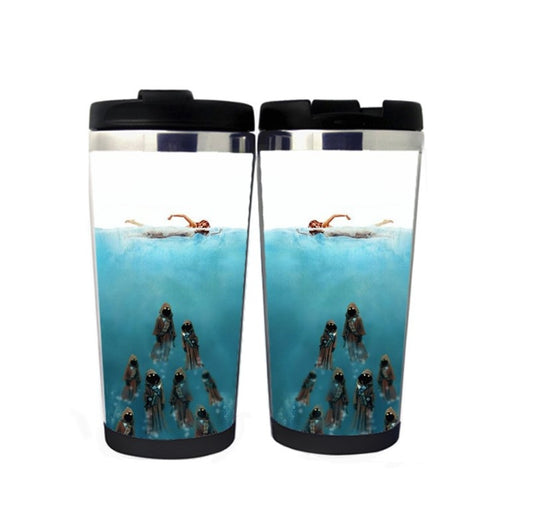 Jaws Funny Mug Stainless Steel 400ml Coffee Tea Cup Beer Stein Geek Jaws Funny Gifts