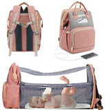 Waterproof Mummy Bag Diaper Bag Travel Backpack Foldable Crib Baby bed