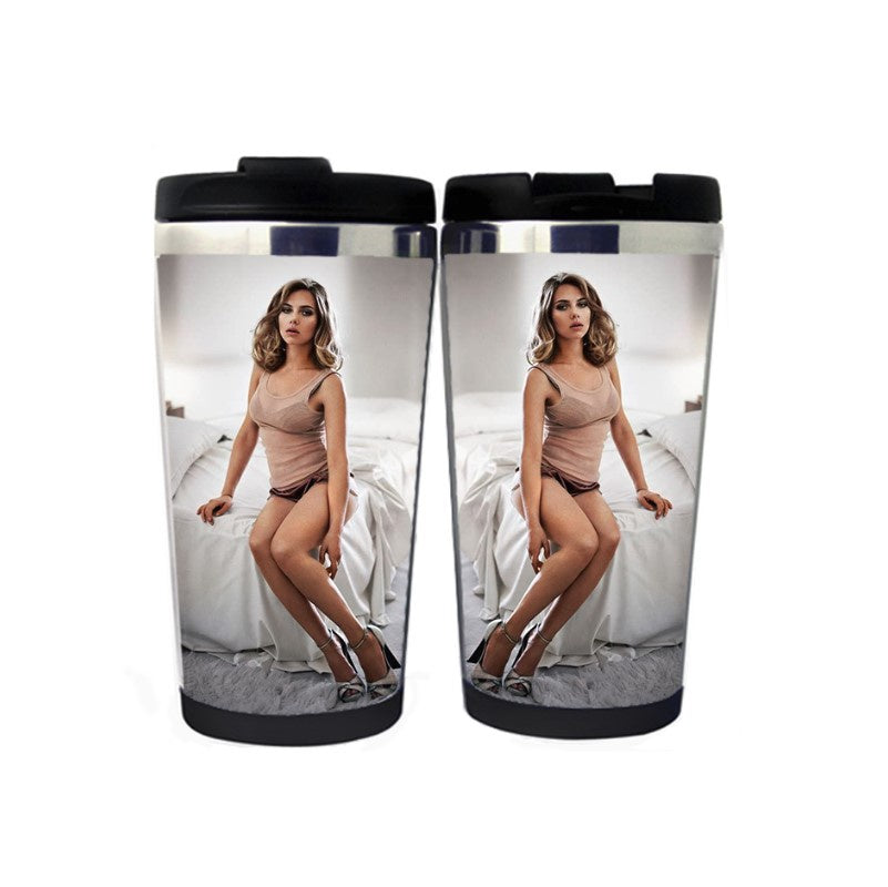 Scarlett Johansson Travel Mug Stainless Steel Insulated Tumbler 400ml Coffee Tea Cup Scarlett Johansson Gifts Christmas Gifts