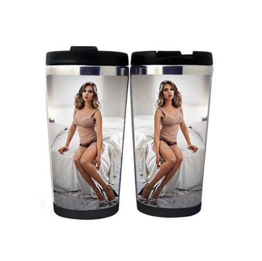 Scarlett Johansson Travel Mug Stainless Steel Insulated Tumbler 400ml Coffee Tea Cup Scarlett Johansson Gifts Christmas Gifts