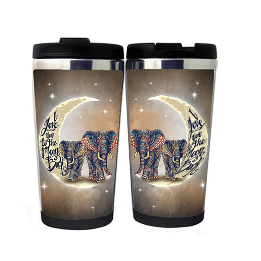 I Love You To The Moon And Back Hrnek Sklenička na slony Nerezová ocel Camping Sportovní láhev na pití Dárky z lásky Dárky pro přítele, Dárky pro muže, Dárky pro manžela, Dárky pro něj