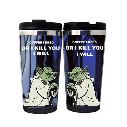 Star Wars Yoda Mug Coffee Cup Tumbler Stainless Steel Cup Camping Sports Drink Bottle Funny Gifts Christmas Gifts