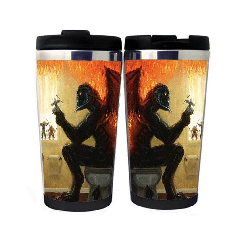 Dragon in Toilet Mug Coffee Cup Tumbler Stainless Steel Camping Sports Drink Bottle Novelty Funny Gifts Christmas Gifts