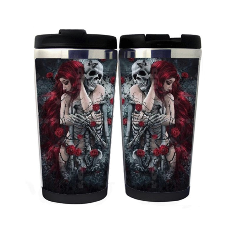 Naked Girl and Skull Mug