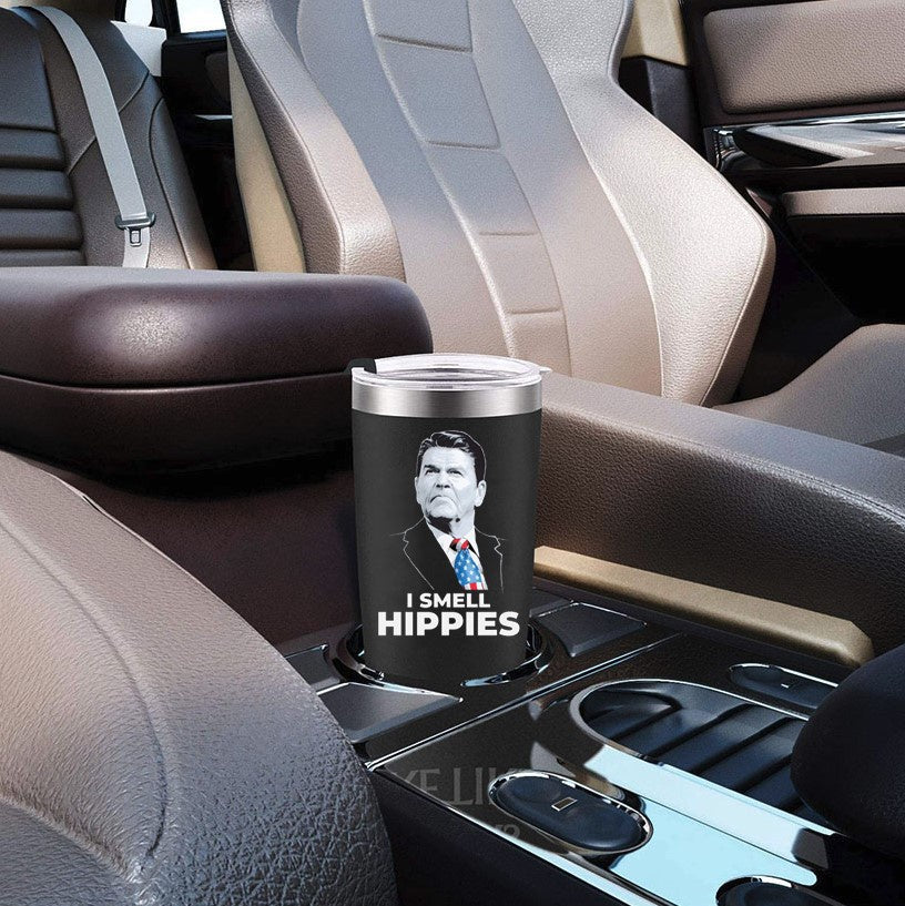 I smell hippies Ronald Reagan Funny Coffee Mug 20 OZ Stainless Steel Tumbler Insulated Travel Mug