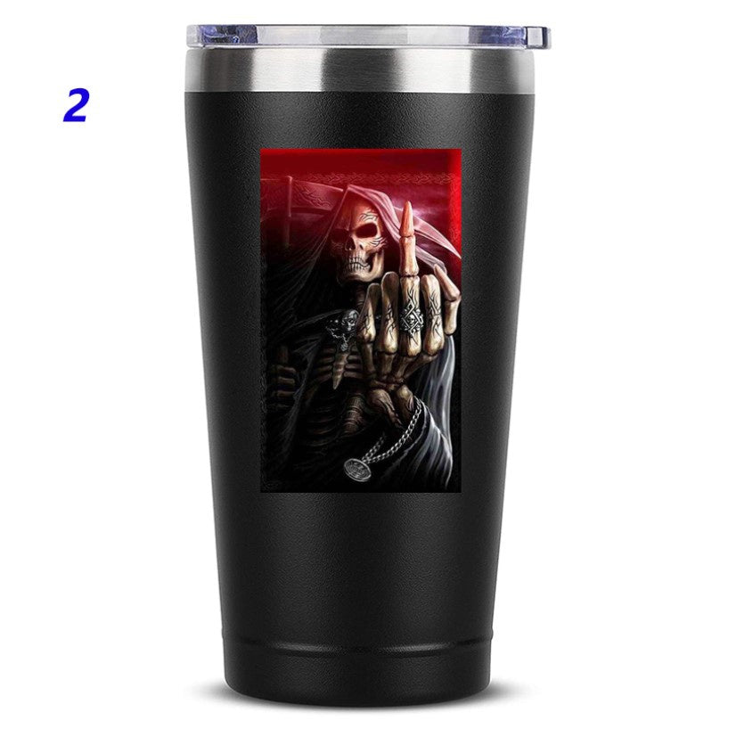 Grim Reaper Skull Coffee Mug 20 OZ Stainless Steel Tumbler Insulated Funny Travel Mug Novelty Gift