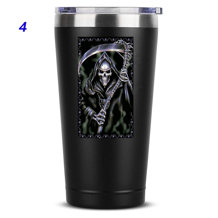 Grim Reaper Skull Coffee Mug 20 OZ Stainless Steel Tumbler Insulated Funny Travel Mug Novelty Gift