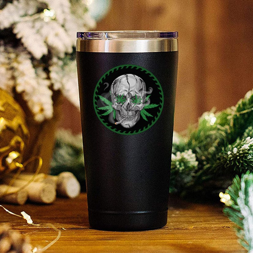 Funny Marihuana Leaves Skull Hrnek 20 OZ Nerezová sklenice izolovaný Legrační cestovní hrnek Novinka